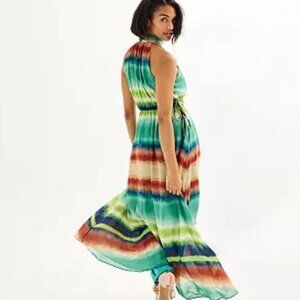 NWT Taylor Women's Chiffon Striped Maxi Dress